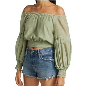 Alice + Olivia Azalea Off-The-Shoulder Peasant Blouse Medium